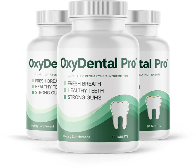 OxyDental oral health support tablets three-bottle package